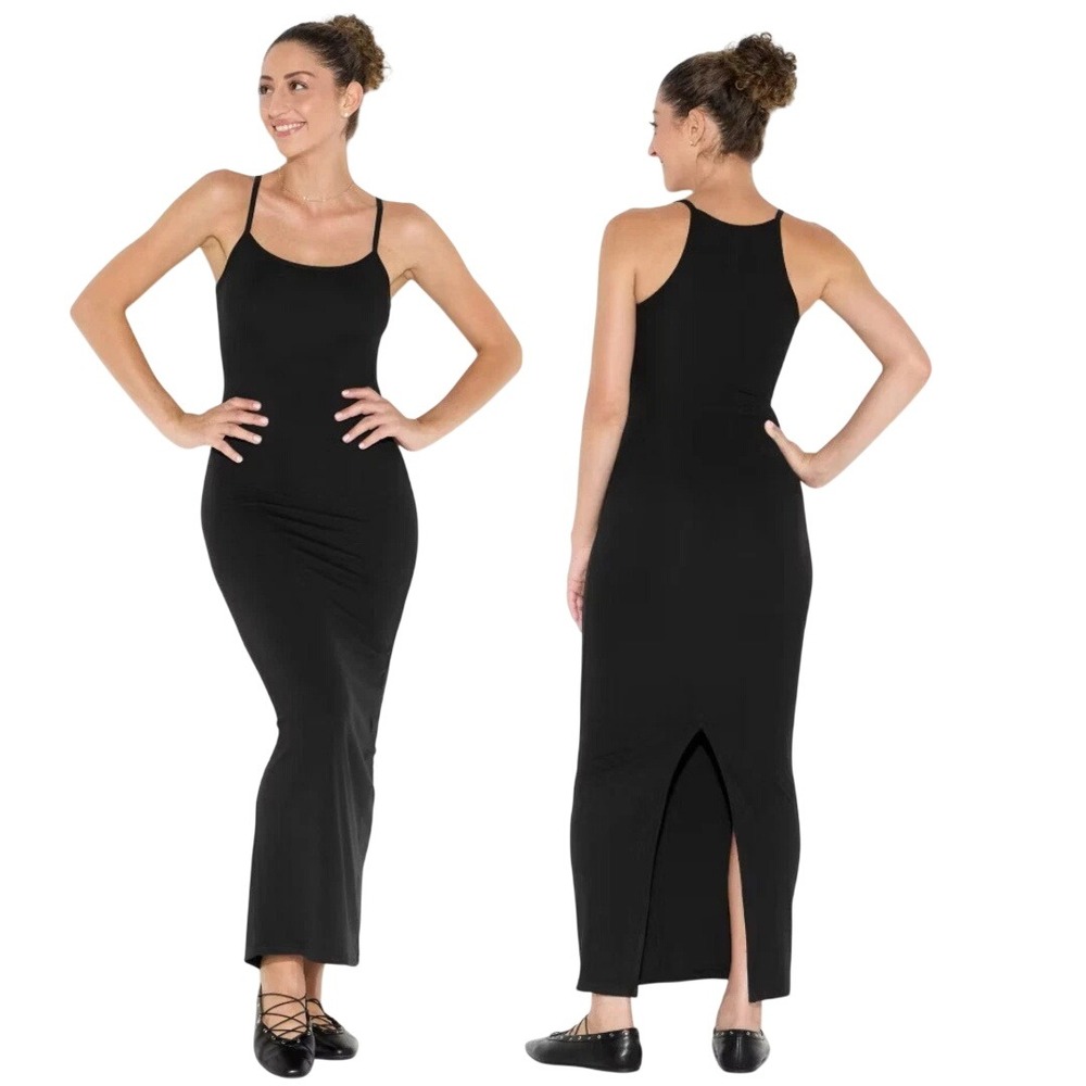 Wild Fable Women's Black Ribbed Knit Race Back Bodycon Maxi Dress Size Small